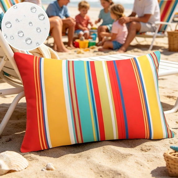 SouMaox Outdoor Waterproof Pillow Cover, Decorative Sofa Cushion Case, Vibrant Bohemian Print for Patio Living Room, 11.81" x 19.69"