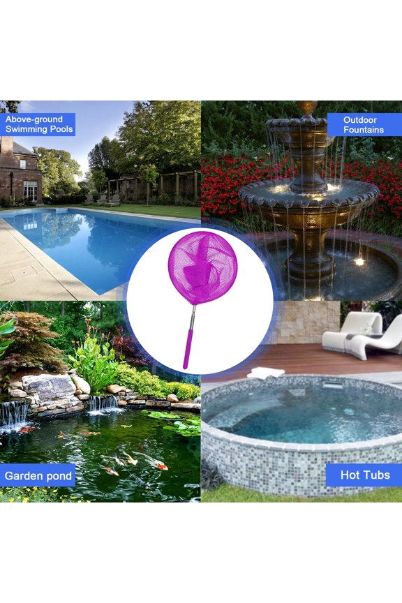 Pool Skimmer Net, Telescoping Leaf Rake Cleaner, Pond Cleaning Tool, Debris Mesh Catcher, Bathtub Maintenance Handle Skimming Rake