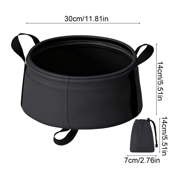 SouMaox Portable Foldable Basin, Lightweight Nylon Fabric, Reinforced Stitching Construction, Outdoor Laundry Washing for Travel Camping