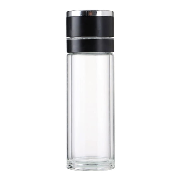 SouMaox Portable Glass Infuser Cup Double Layer Vacuum Insulation One Handed Opening Brewing Travel Vessel for Business Trip Commuting