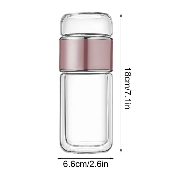 SouMaox Portable Glass Tea Infuser Tumbler, Double Wall Insulated Travel Mug, Leakproof Brewing Bottle, Separation Filter Drinking Vessel