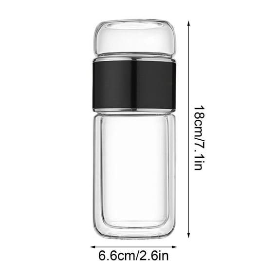SouMaox Portable Glass Tea Infuser Tumbler, Double Wall Insulated Travel Mug, Leakproof Brewing Bottle, Separation Filter Drinking Vessel