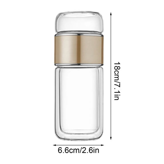 SouMaox Portable Glass Tea Infuser Tumbler, Double Wall Insulated Travel Mug, Leakproof Brewing Bottle, Separation Filter Drinking Vessel