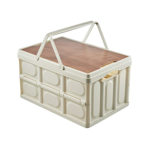 SouMaox Portable Storage Bin, Foldable Space Saving Design, Removable Lid Versatile Organizer for Outdoor Camping Picnic Trunk Home Use