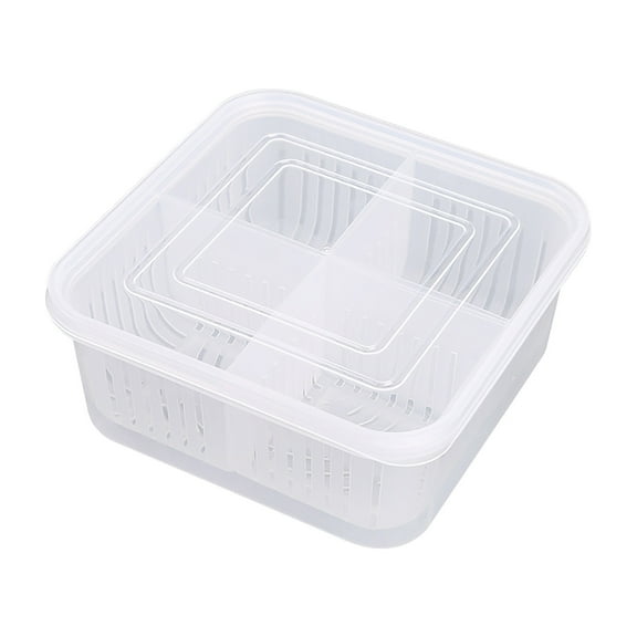 SouMaox Refrigerator Food Storage Container Multi Compartment Produce Organizer Kitchen Bin Removable Drain Tray Lid Prep Box Slicing Case