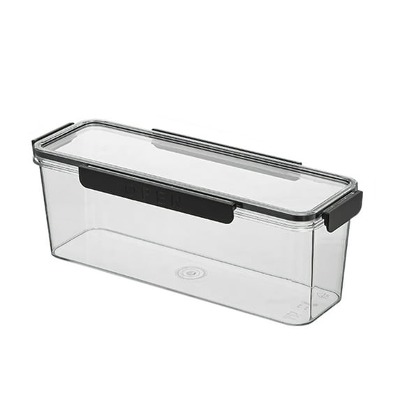 SouMaox Refrigerator Organizer Bin Clear Pantry Storage Container Long Narrow Kitchen Cabinet Tray Box Lid Desktop Household Essentials