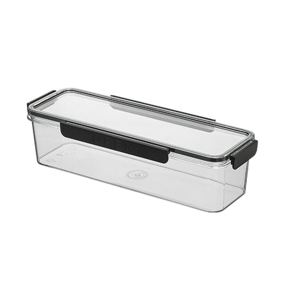 SouMaox Refrigerator Organizer Bin Clear Pantry Storage Container Long Narrow Kitchen Cabinet Tray Box Lid Desktop Household Essentials