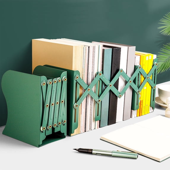SouMaox Retractable Metal Bookcase Foldable Desktop Stationery Organizer Space Saving Literature Holder for Home Office Workspaces