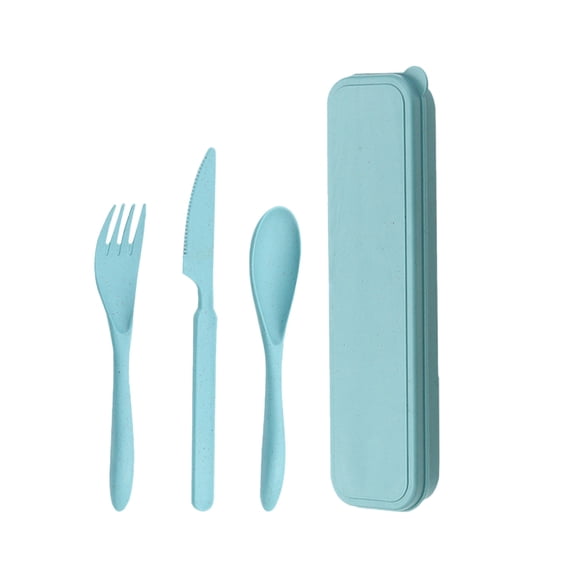SouMaox Reusable Flatware Set Portable Travel Utensils Stainless Steel Spoon Fork Kit Cutlery Trio Light Camping Silverware Case
