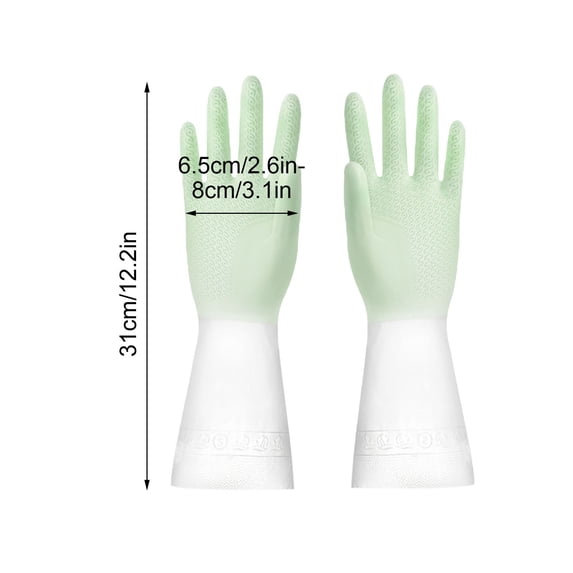 SouMaox Reusable Waterproof Household Dishwashing Gloves Gradient Pattern Non Slip Grip Long Sleeve Laundry Kitchen Cleaning Supplies