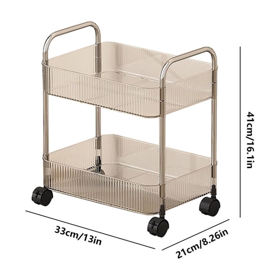 SouMaox Rolling Storage Cart, Transparent Tiered Utility Organizer, Mobile Shelving Unit, Clear Slim Rack, Swivel Caster Utility Trolley
