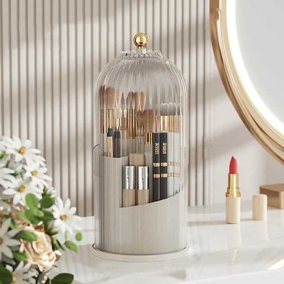 SouMaox Rotating Organizer, Clear Sliding Storage Case, Desktop Vanity Rack for Bedroom Dressers