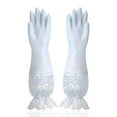 thumbnail image 1 of SouMaox Rubber Dishwashing Gloves Floral Trim Long Sleeve Reusable Household Kitchen Cleaning Supplies Waterproof Laundry Hand Gauntlets, 1 of 7