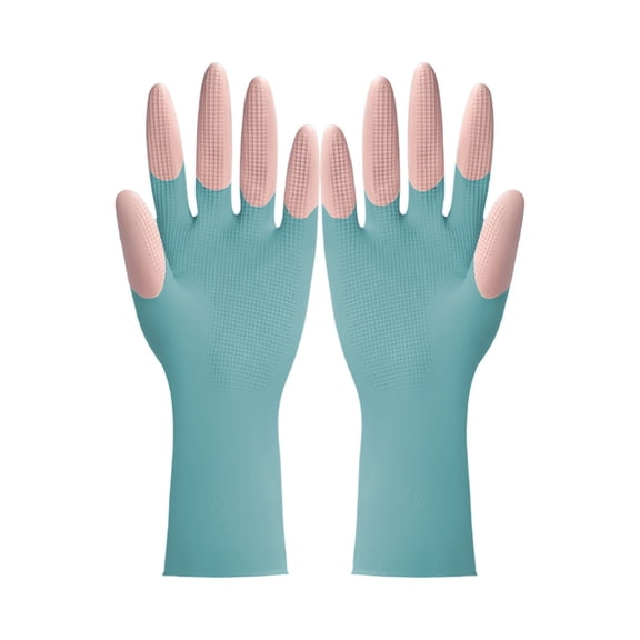SouMaox Rubber Dishwashing Gloves Waterproof Reusable Kitchen Household Cleaning Supplies Textured Grip Laundry Hand Guard Accessory