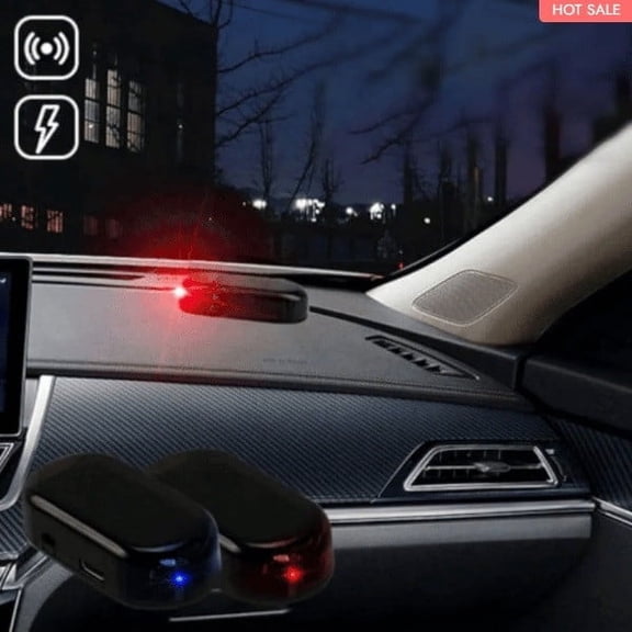 SouMaox Solar Warning Light, USB Rechargeable Dummy Indicator, Flash Lamp Deterrent Device for Vehicle Dashboard Window