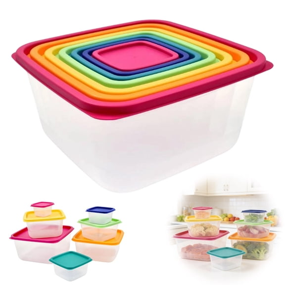 SouMaox Stackable Rainbow Containers, Space Saving Kitchenware, Organized Pantry Storage, Freshness Maintenance for Outdoor Picnic Dining
