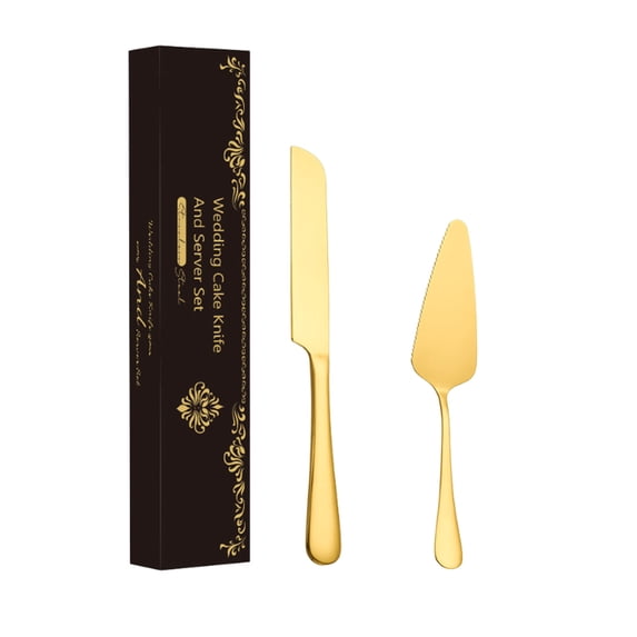 SouMaox Stainless Steel Cake Server, Elegant Gold Plated Finish Pizza Spatula, Pastry Slicing Set for Wedding Anniversary