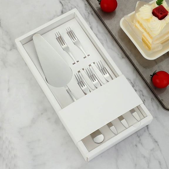 SouMaox Stainless Steel Cake Tool, Wave Serrated Dessert Server, Mirror Polished Fork Set, Slicing Serving Sweets for Party Events