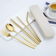 thumbnail image 1 of SouMaox Stainless Steel Cutlery Mirror Polished Titanium Tableware Set Portable Reusable Utensils for Travel Camping Office Picnic Use, 1 of 8