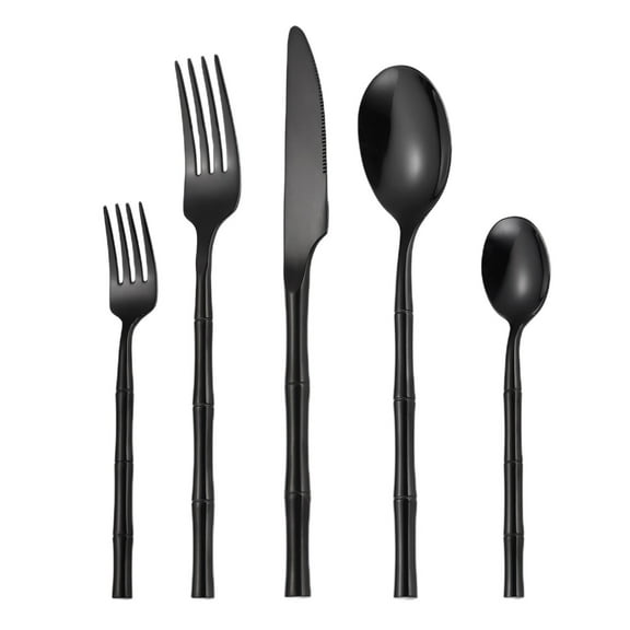 SouMaox Stainless Steel Cutlery Set Round Handle Kit Fork Spoon Elegant Mirror Polished Silverware Professional Dining Utensils Kit