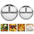 thumbnail image 1 of SouMaox Stainless Steel Divided Dinner Plate, Compartment Meal Tray, Reusable Sectioned Platter, Kitchen Serving Dish, Metal Lunch Plate, 1 of 8