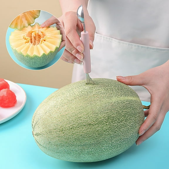 SouMaox Stainless Steel Fruit Scooper, Double Sided Melon Baller, Watermelon Carving Tool, Dessert Sphere Maker for Kitchen Party Platters