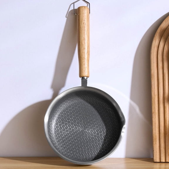 SouMaox Stainless Steel Frying Pan Nonstick Deepening Small Skillet Efficient Uniform Searing Frying for Home Kitchen Cooking