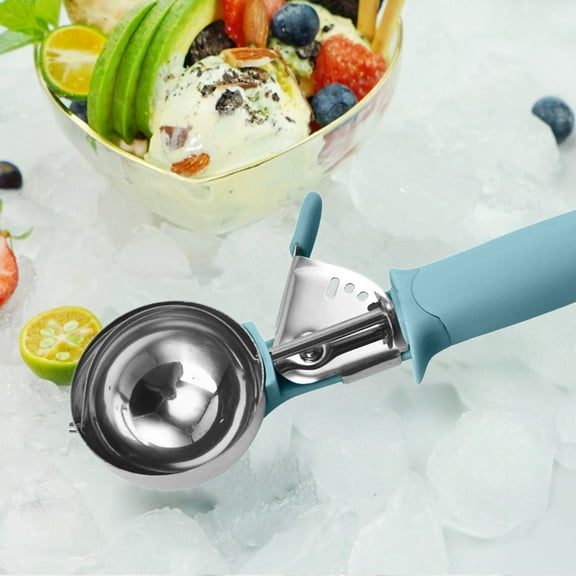 SouMaox Stainless Steel Ice Cream Scoop, Ergonomic Release Spring Trigger, Fruit Baller, Easy Scooping Serving for Home Dessert Kitchens