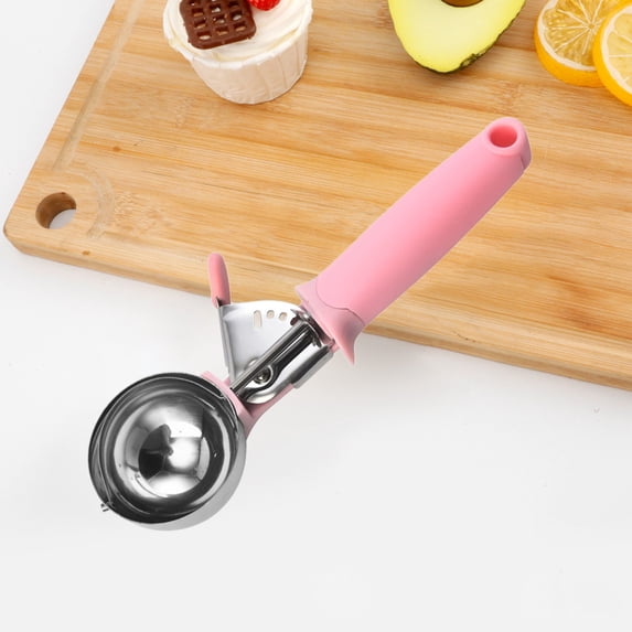 SouMaox Stainless Steel Ice Cream Scoop, Ergonomic Release Spring Trigger, Fruit Baller, Easy Scooping Serving for Home Dessert Kitchens