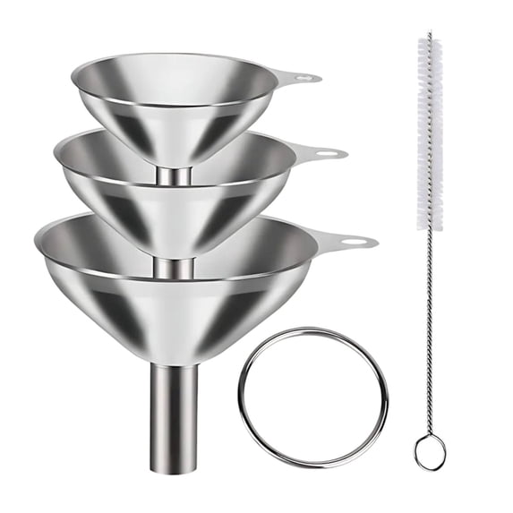 SouMaox Stainless Steel Kitchen Funnel Set, Sturdy Metal Transferring Tool, Filling Accessory for Small Containers