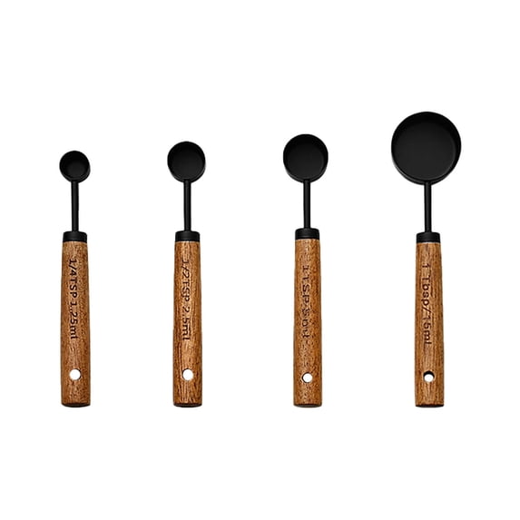 SouMaox Stainless Steel Measuring Cup Spoon Set Wooden Handle Baking Utensils Kitchen Gadgets Home Cooking Accessories Professional Tools