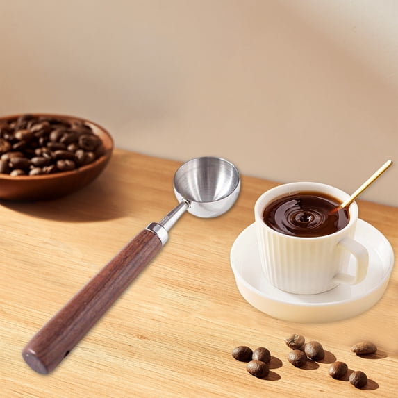 SouMaox Stainless Steel Measuring Scoop Wood Handle Coffee Tool Kitchen Baking Equipment Seasoning Portioning Accessory for Gourmet Cooking