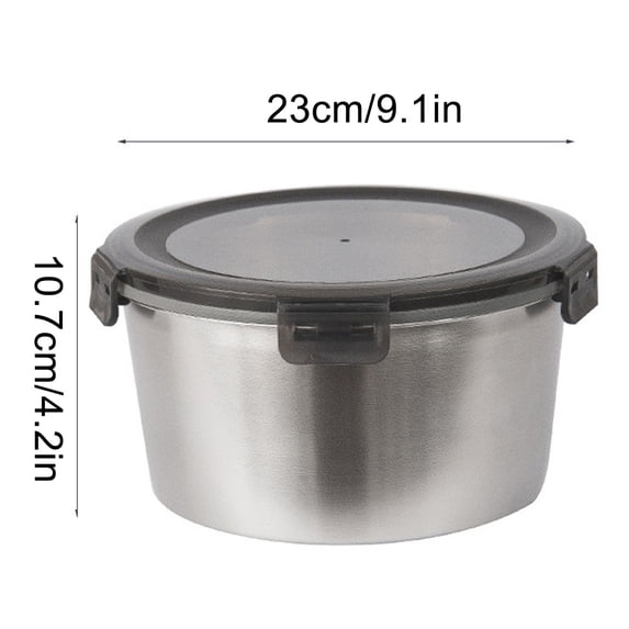 SouMaox Stainless Steel Mixing Bowl, Circular Reusable Container, Metal Storage Basin, Storing Leftovers for Home Kitchen Refrigerators