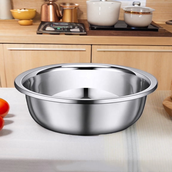 SouMaox Stainless Steel Mixing Bowl, Deep Capacity Kneading Basin, Metal Dough Container, Flour Blending Prep Tool for Home Kitchen Use