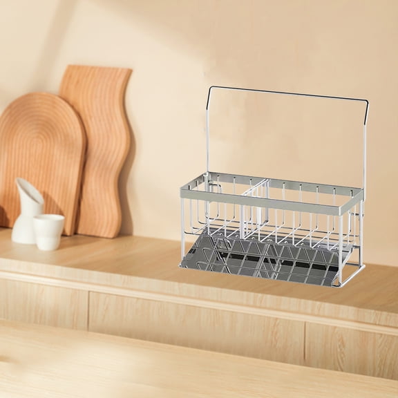 SouMaox Stainless Steel Sink Organizer Dividable Storage Rack Countertop Basin Caddy Kitchen Utensil Holder for Home Apartment Organization