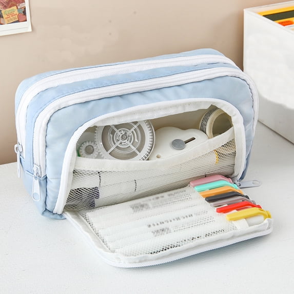 SouMaox Stationery Pouch, Stretchy Reversible Fabric, Zippered Pen Box, Organizing Writing Supplies for Desktop Workspace