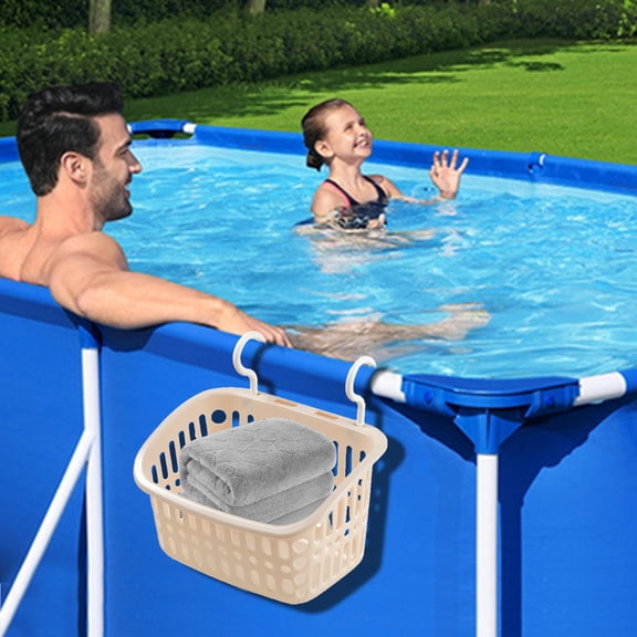 SouMaox Swimming Pool Side Storage Basket Sturdy Hanging Bin Floating Toy Holder Organization Accessory for Above Ground Frame Pools