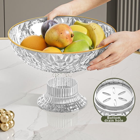 SouMaox Tall Flower Fruit Plate Removable Striped Drainage Basket Serving Tray Snacks Storage for Living Room Desktop Gatherings