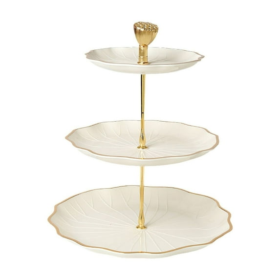 SouMaox Tiered Fruit Stand, Elegant Flower Design, Easy Carry Handles, Serving Platter Candy Display for Living Room Coffee Table Decor