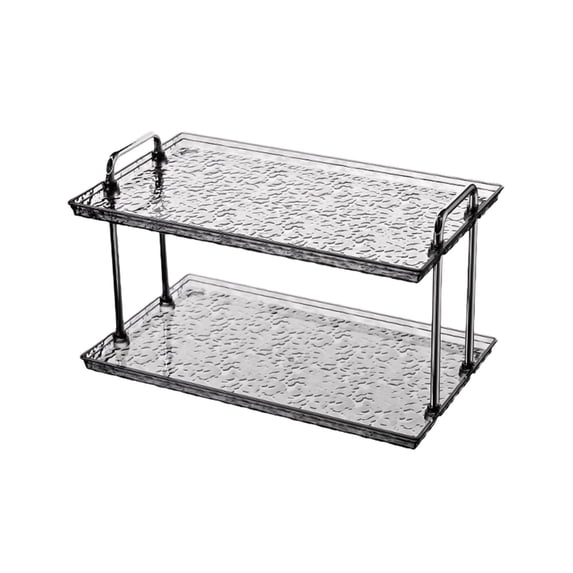 SouMaox Tiered Organizer Rack Textured Transparent Shelves Space Saving Design Tidy Countertop Storage for Bathroom Kitchen Dresser