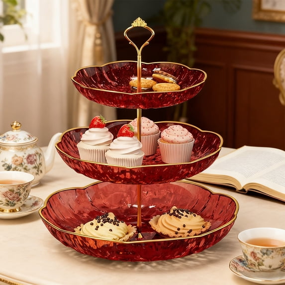 SouMaox Tiered Serving Tray Elegant Dessert Stand Fruit Platter Tableware Appetizer Display for Holiday Parties Home Hosting Gatherings