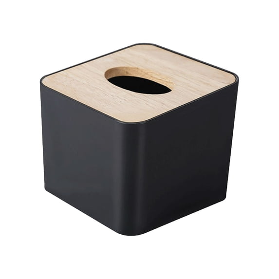 SouMaox Tissue Box, Wooden Flip Lid, Durable Plastic Housing, Stylish Paper Storage for Modern Living Room Dining Room Tabletop Decor
