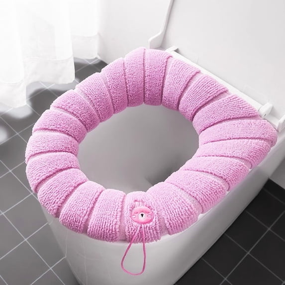 SouMaox Toilet Seat Cover Washable Soft Bathroom Cushion Stretchable Cloth Pad Warm Commode Lid Wrap Comfortable Reusable Universal Mat