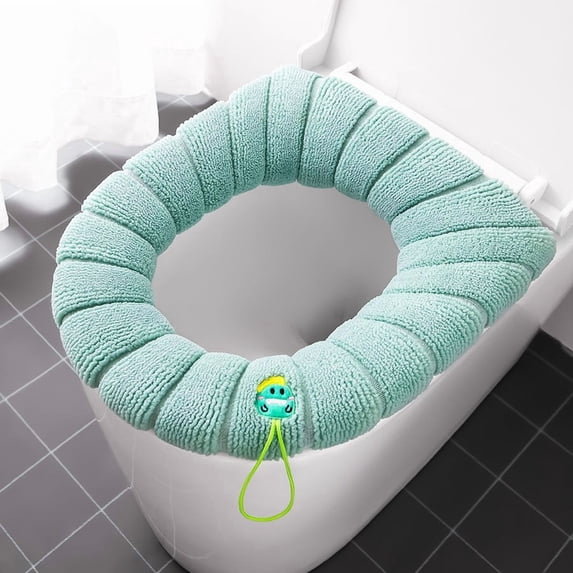 SouMaox Toilet Seat Cover Washable Soft Bathroom Cushion Stretchable Cloth Pad Warm Commode Lid Wrap Comfortable Reusable Universal Mat