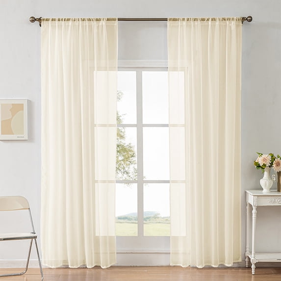 SouMaox Translucent Sheer Curtains, Lightweight Breathable Fabric, Elegant Rod Pocket Design, Soft Light Filtering for Residential Rooms