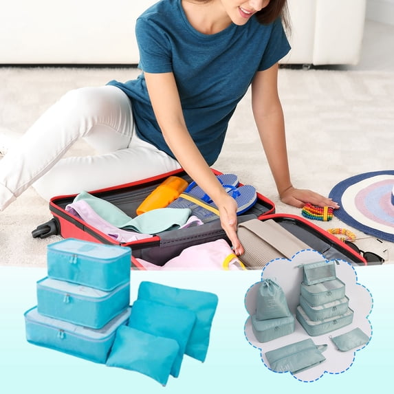 SouMaox Travel Organizer Set Lightweight Packing Cubes Portable Luggage Storage Pouch for Suitcase Organization