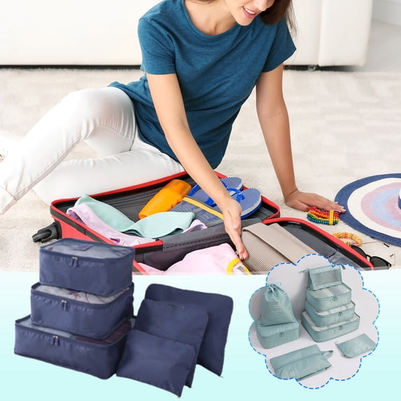 SouMaox Travel Organizer Set Lightweight Packing Cubes Portable Luggage Storage Pouch for Suitcase Organization