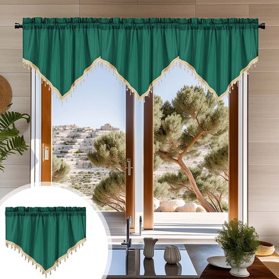 SouMaox Triangular Window Curtains Elegant Solid Hue Modern Decor Through Rod Drapery for Home Living Room Kitchen Area
