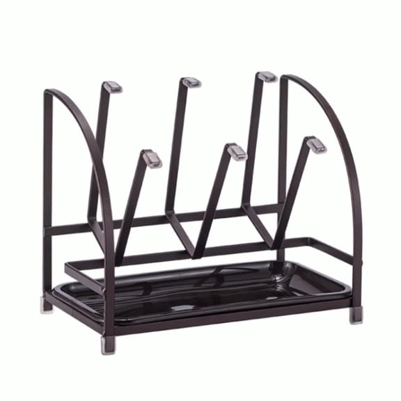 SouMaox Vertical Bottle Drying Rack, Carbon Steel Sturdy Frame, Drip Tray Drainage, Organizing Glassware Storage for Kitchen Countertops