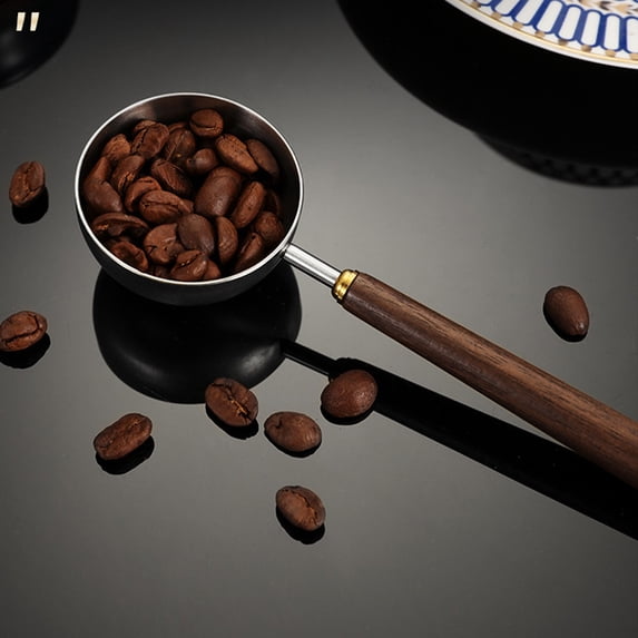 SouMaox Vintage Walnut Handle Measuring Spoon, Stainless Steel Coffee Scoop, Kitchen Baking Tool for Home Cafe Beverage Preparation